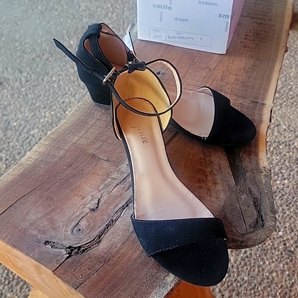 Black nubuck wedges